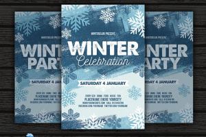冬季冰雪庆典/派对传单模板  Winter Party Flyer