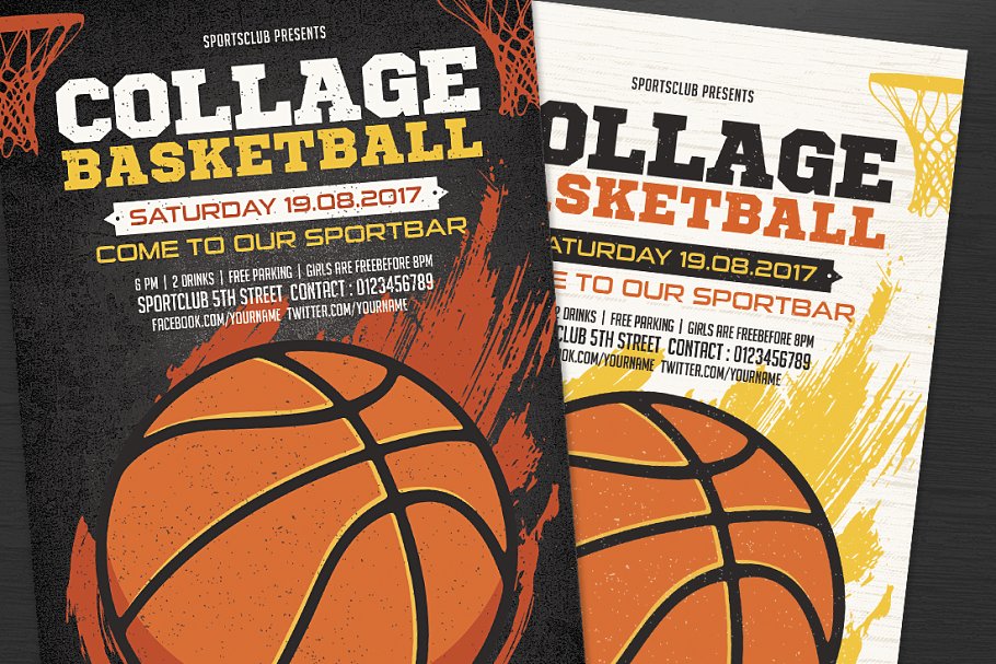 篮球比赛体育运动宣传单单页模板 basketball flyer template