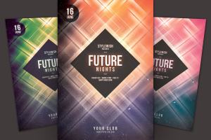 未来抽象科技感夜总会活动宣传传单模板 Future Nights Flyer Template