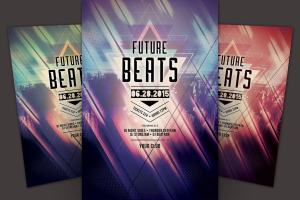 炫酷科技感DJ音乐活动海报传单模板 Future Beats Flyer Template