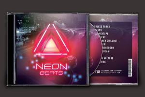 霓虹灯音乐CD封面模板 Neon Beats CD Cover Artwork