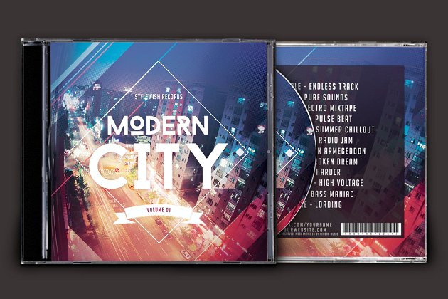 现代城市音乐CD封面模板 Modern City CD Cover Artwork