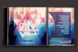 城市背景CD封面设计模板 City Sounds CD Cover Artwork