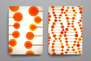 漂亮的DNA链条图形背景小册子模板 Beautiful brochures in DNA style.