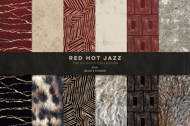 老式亚麻绒毛金箔纹理 Red Hot Jazz Golden Graphics