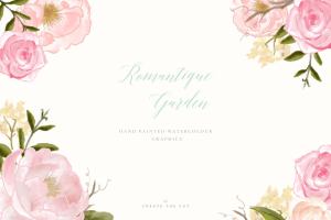 浪漫手绘花园花卉艺术插画 Flower Clip Art – Romantique Garden