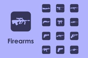 各类枪支简约图标素材 firearms simple icons
