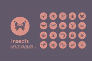 一组常见昆虫图标  Insects icons