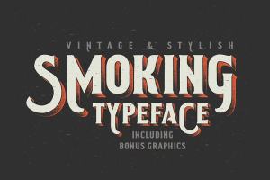 复古风格海报字体 VIntage "Smoking typeface" & Poster