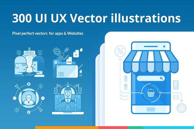 300个UI&UX适用的插画素材包 300 UI UX Illustrations