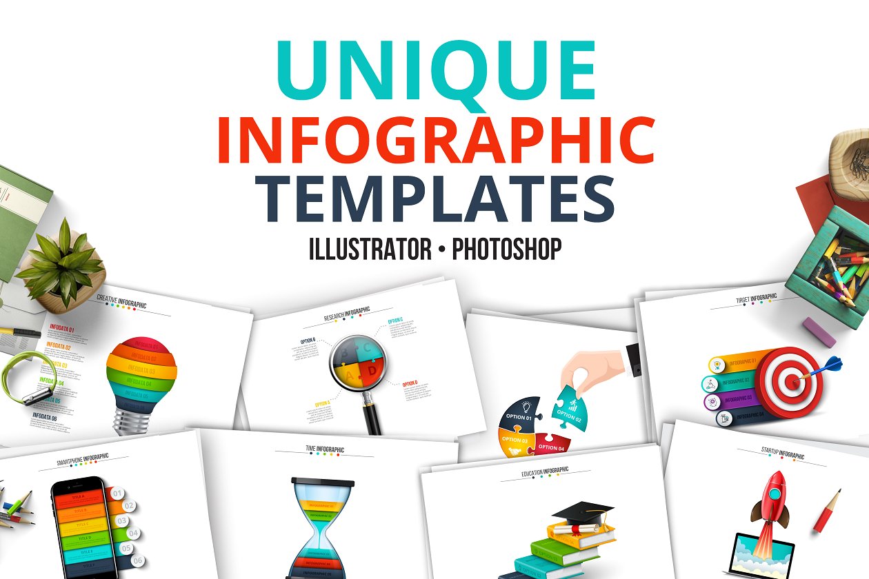 创业/教育/商业和抽象信息图表模板 Unique infographic templates