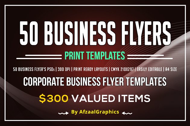 价值300美金50款高质量商业企业传单模板 50 Business Flyers Bundle