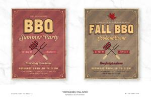 复古BBQ户外活动传单模板 Vintage BBQ / Fall Flyer