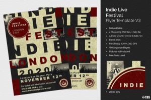 独立现场海报传单模板v3 Indie Live Festival Flyer PSD V3