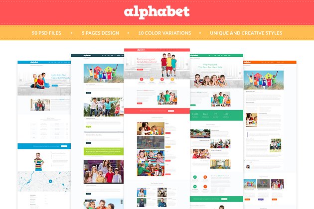 教育机构网站设计PSD模板 Alphabet – Education PSD Templates