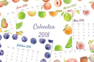 水彩水果年历/日历模板 2018 Calendar Watercolor Fruit