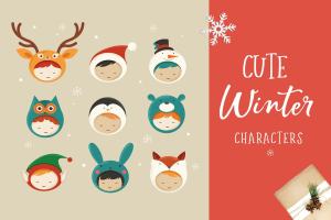 可爱的圣诞人物图标  Cute Christmas Characters icons