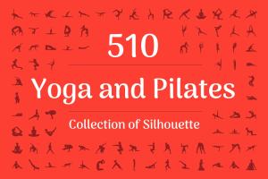 510枚瑜伽和普拉提运动动作图标 510 Yoga and Pilates Silhouette