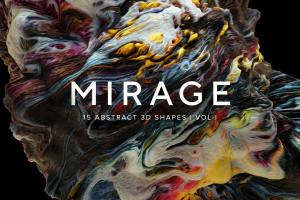 创意抽象纹理系列：15款高清3D抽象纹理&笔刷 3D Mirage, Vol. 1 (Exclusive)