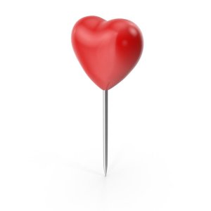 心形图钉3D建模素材 Heart Push Pin