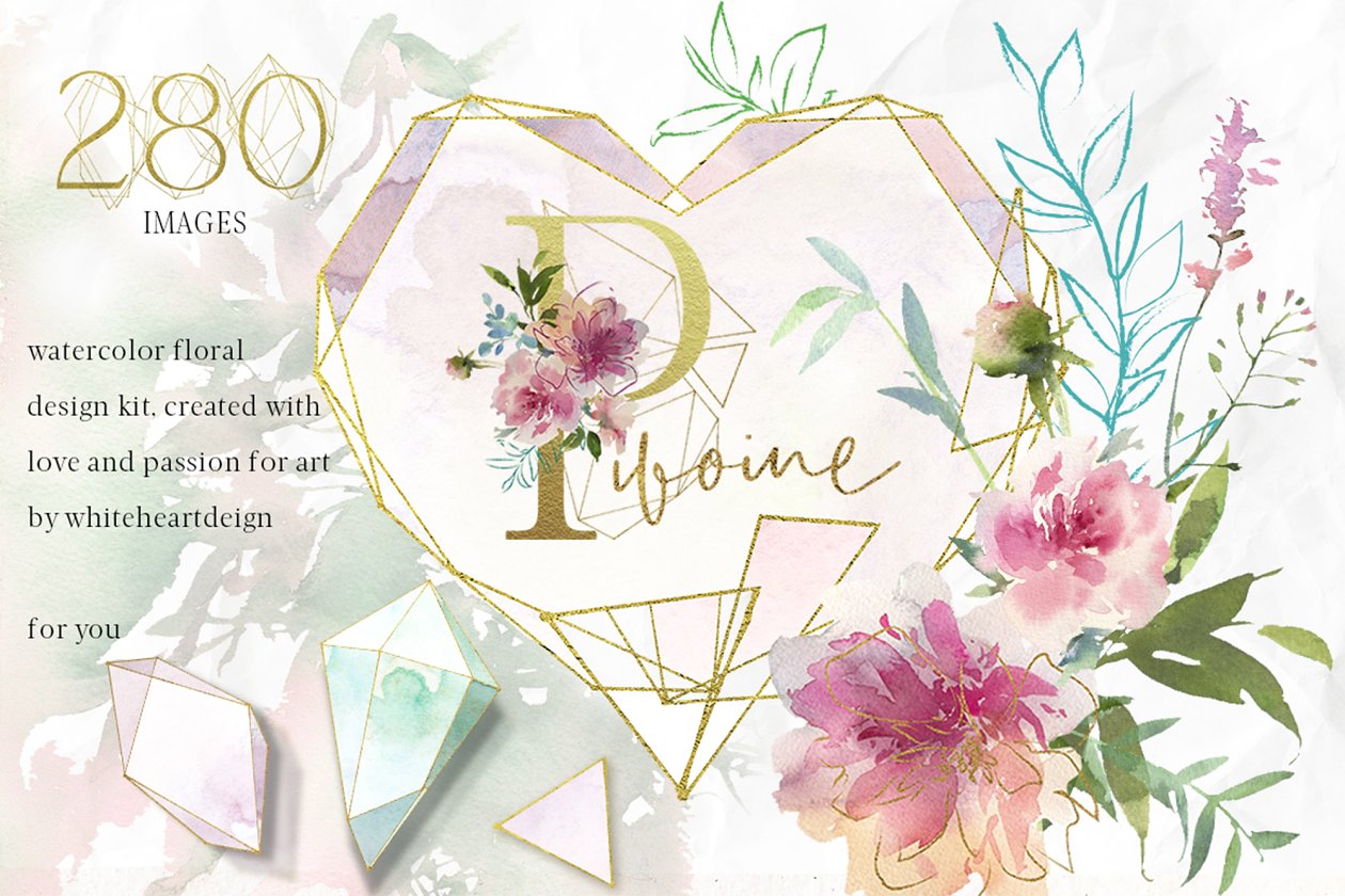 水彩画设计工具包[3.18GB] Pivoine – Watercolor Design Kit