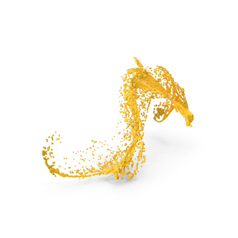 黄色液体飞溅效果3D模型 Yellow Liquid Splash Effect