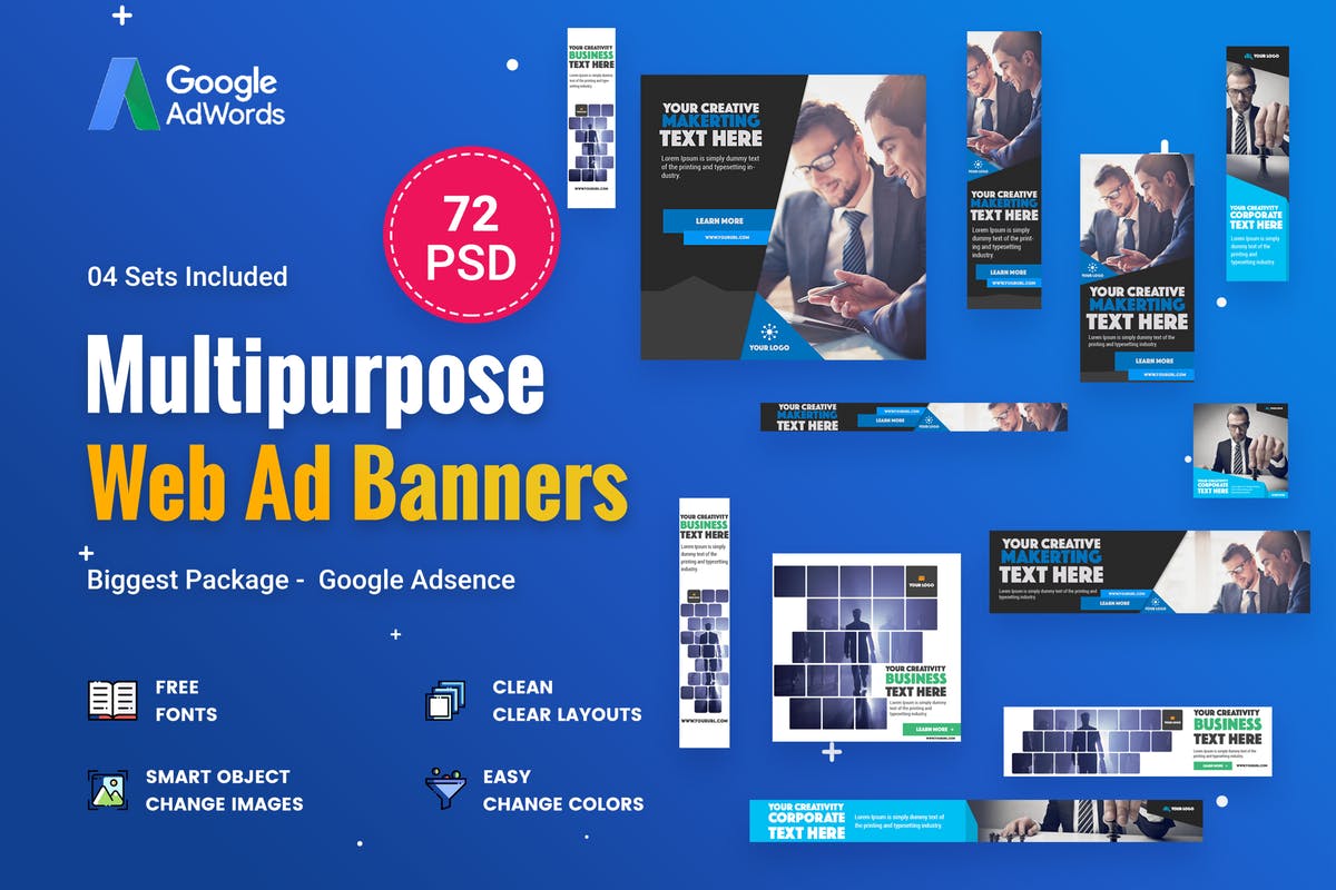 72款多用途商业主题Banner广告PSD模板 Multipurpose, Business Banners Ad – 72 PSD