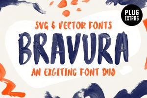 大胆和充满活力手写英文字体 Bravura SVG Font Duo & Extras!