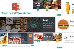 美味西式快餐主题PPT幻灯片设计模板 Taste – Food Powerpoint Template