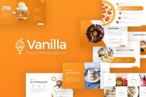 香草甜品&厨房烹饪美食主题PPT幻灯片模板 Vanilla Food and Culinary PowerPoint Template