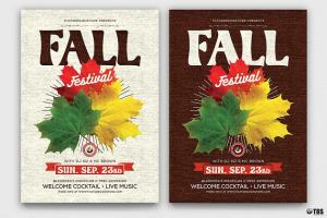 秋天节日主题传单PSD模板 Fall Festival Flyer PSD