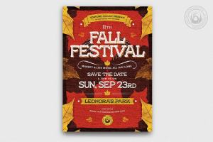 秋天主题活动海报传单设计PSD模板v2 Fall Festival Flyer PSD V2
