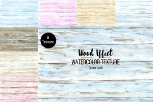 木纹效果水彩效果纹理素材 Wood Texture Watercolor Effect