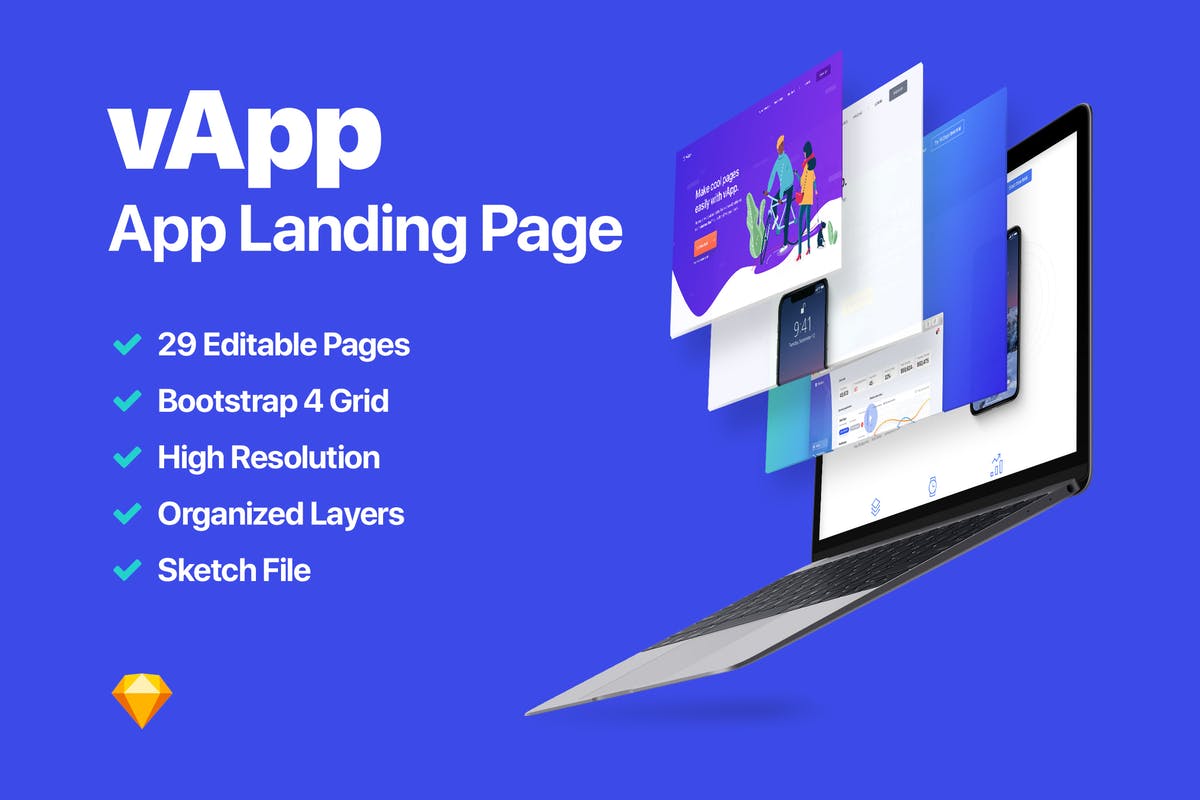 APP官方网站着陆页UI套件 vApp – App Landing Page
