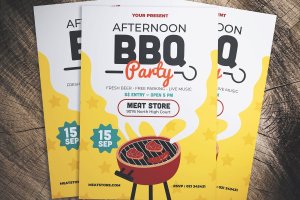 BBQ烧烤活动海报传单设计模板 Barbeque Party Flyer