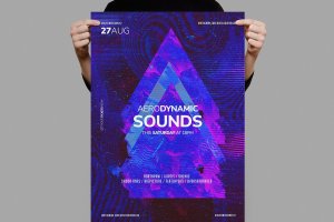 DJ电子音乐派对海报设计模板 Aerodynamic Sounds Flyer / Poster Template