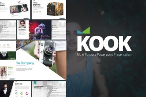 摄影/时尚/服装企业PPT幻灯片设计模板 KooK Powerpoint Presentation