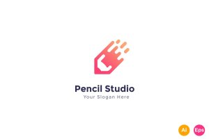 铅笔图形创意Logo设计模板 Pencil Studio Logo Template