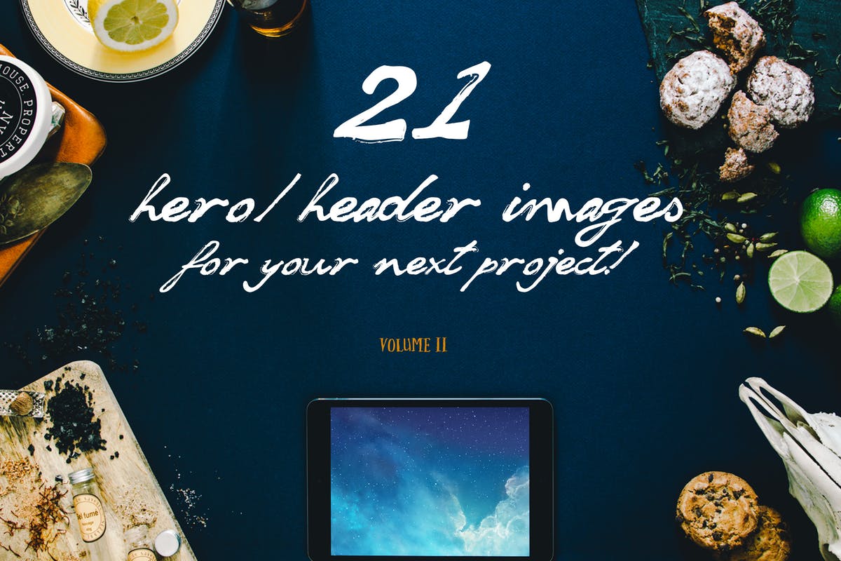 21组多元素食物/旅行/时尚/化妆/摄影主题样机合集 21 Hero/Header images
