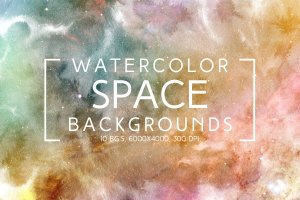 水彩银河星系空间背景纹理 Watercolor Space Backgrounds