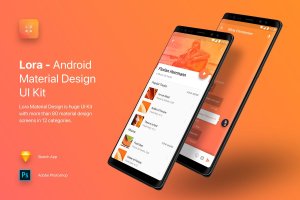 Material设计风格APP应用开发标准UI套件 Lora – Android Material Design UI Kit