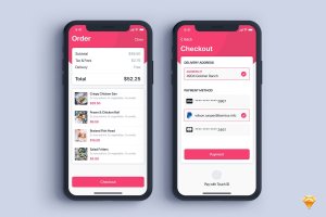 在线点餐外卖点餐APP付费界面UI模板 Checkout UI Concept for Food App