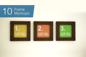 棕色实木方形框架样机模板 Frame Mockups – 10 poses