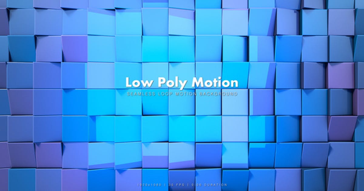 蓝色方块低聚运动高清背景视频2 Low Poly Motion Blue 2