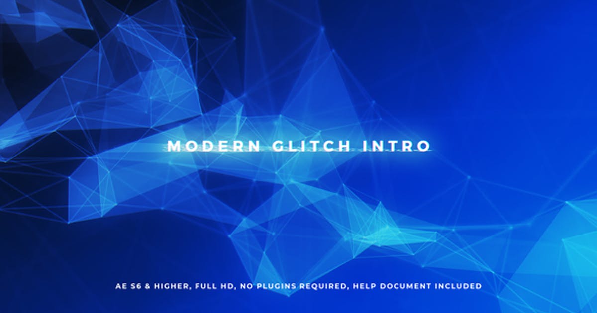 几何水晶科技故障特效logo演示AE模板 Modern Glitch Intro
