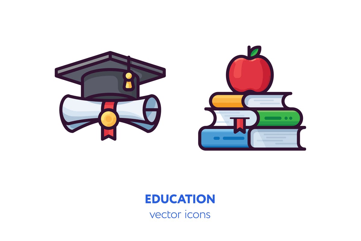教育主题手绘矢量图标 Education icons[AI, EPS, SVG]