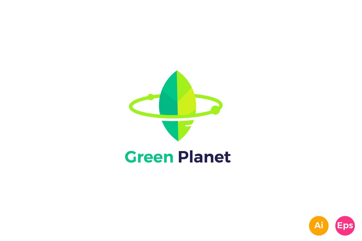 绿色环保主题创意Logo设计模板 Green Planet Logo Template