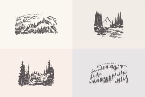 素描森林景观作品插画合集 Collection of forest landscapes