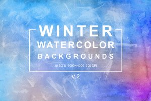 冬季冰霜水彩背景纹理Vol.2 Winter Watercolor Backgrounds vol.2