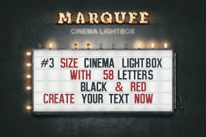 大帐篷灯泡装饰金属字体场景模板 Marquee Light Bulbs Front 3 – Cinema Lightbox